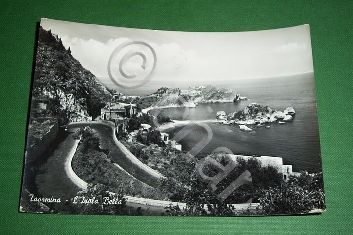 Cartolina Taormina - L' Isola Bella 1961