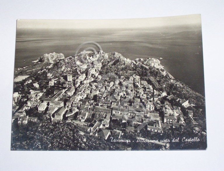Cartolina Taormina - Panorama visto dal Castello 1953
