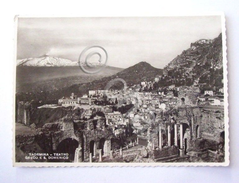 Cartolina Taormina - Teatro Greco e S. Domenico 1958