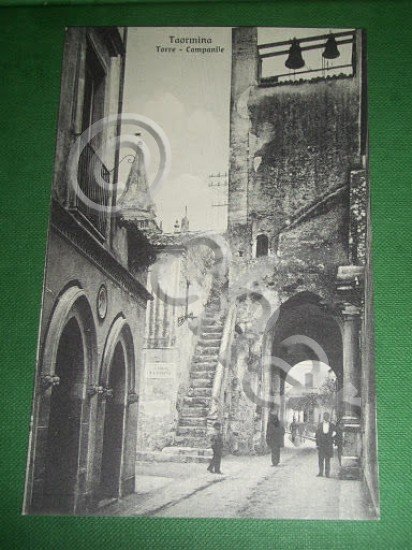 Cartolina Taormina - Torre - Campanile 1910 ca | Immagine principale