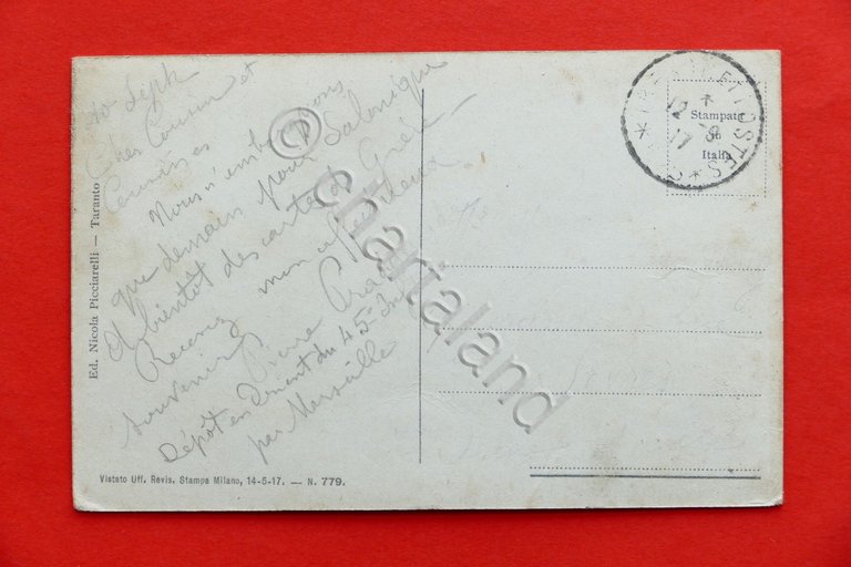 Cartolina Taranto - Canale navigabile - 1917