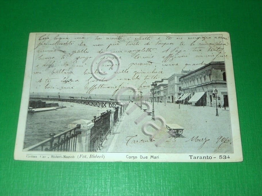Cartolina Taranto - Corso Due Mari 1906.