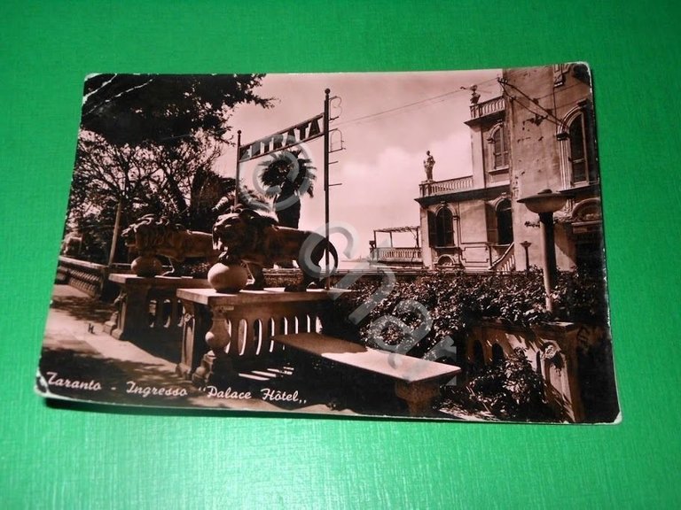 Cartolina Taranto - Ingresso Palace Hotel 1954.
