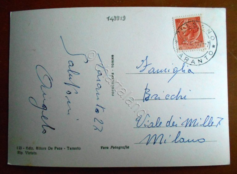 Cartolina Taranto - Lungomare - 1957 | Immagine Gallery 2