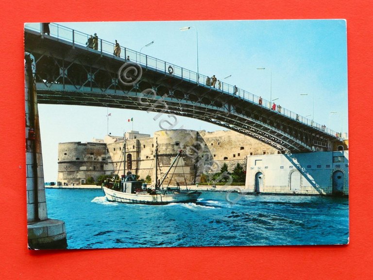 Cartolina Taranto - Nuovo Ponte girevole e Castello Aragonese - …