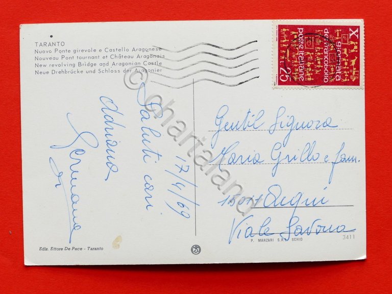 Cartolina Taranto - Nuovo Ponte girevole e Castello Aragonese - …