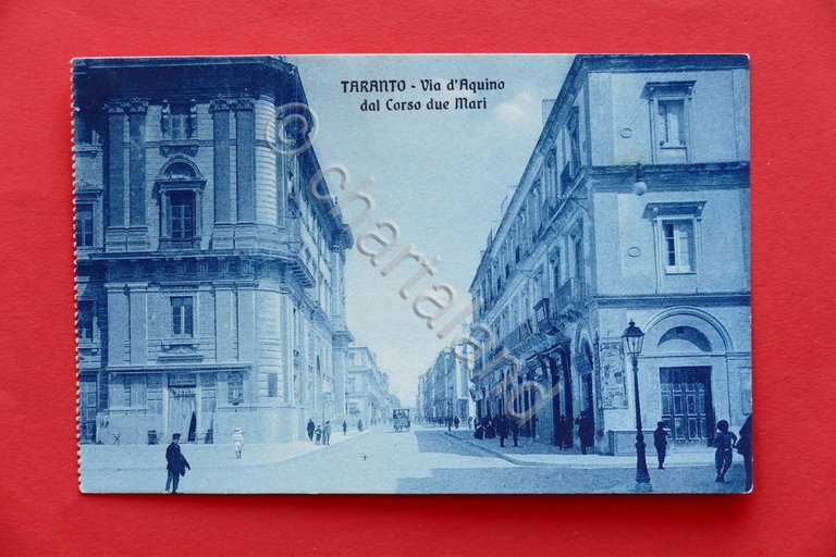 Cartolina Taranto - Via D'Aquino dal Corso Due Mari - …