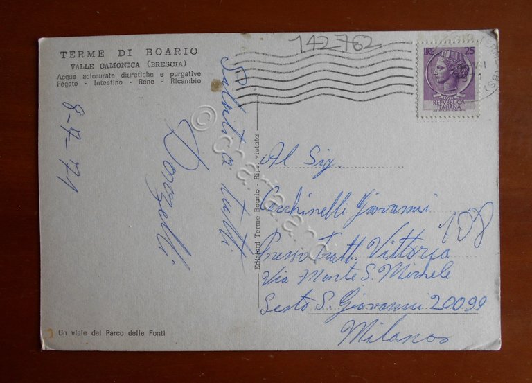 Cartolina Terme di Boario (Lombardia) - Un aspetto del Parco …