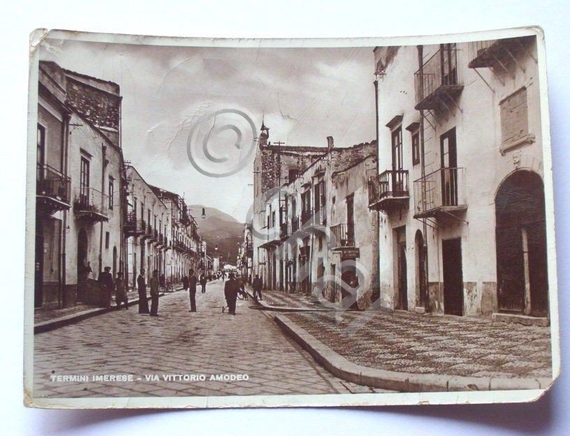 Cartolina Termini Imerese - Via Vittorio Amedeo 1948 | Immagine principale
