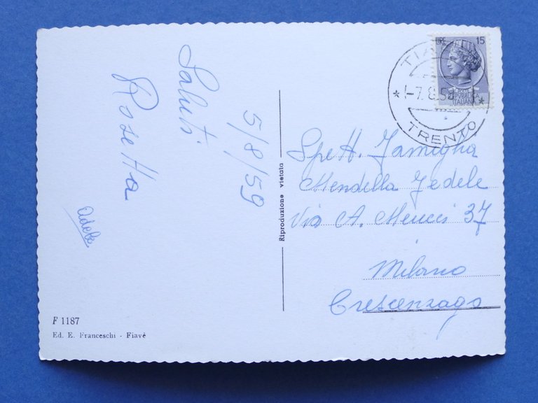 Cartolina Tiarno di Sotto - Varie vedute - 1959.