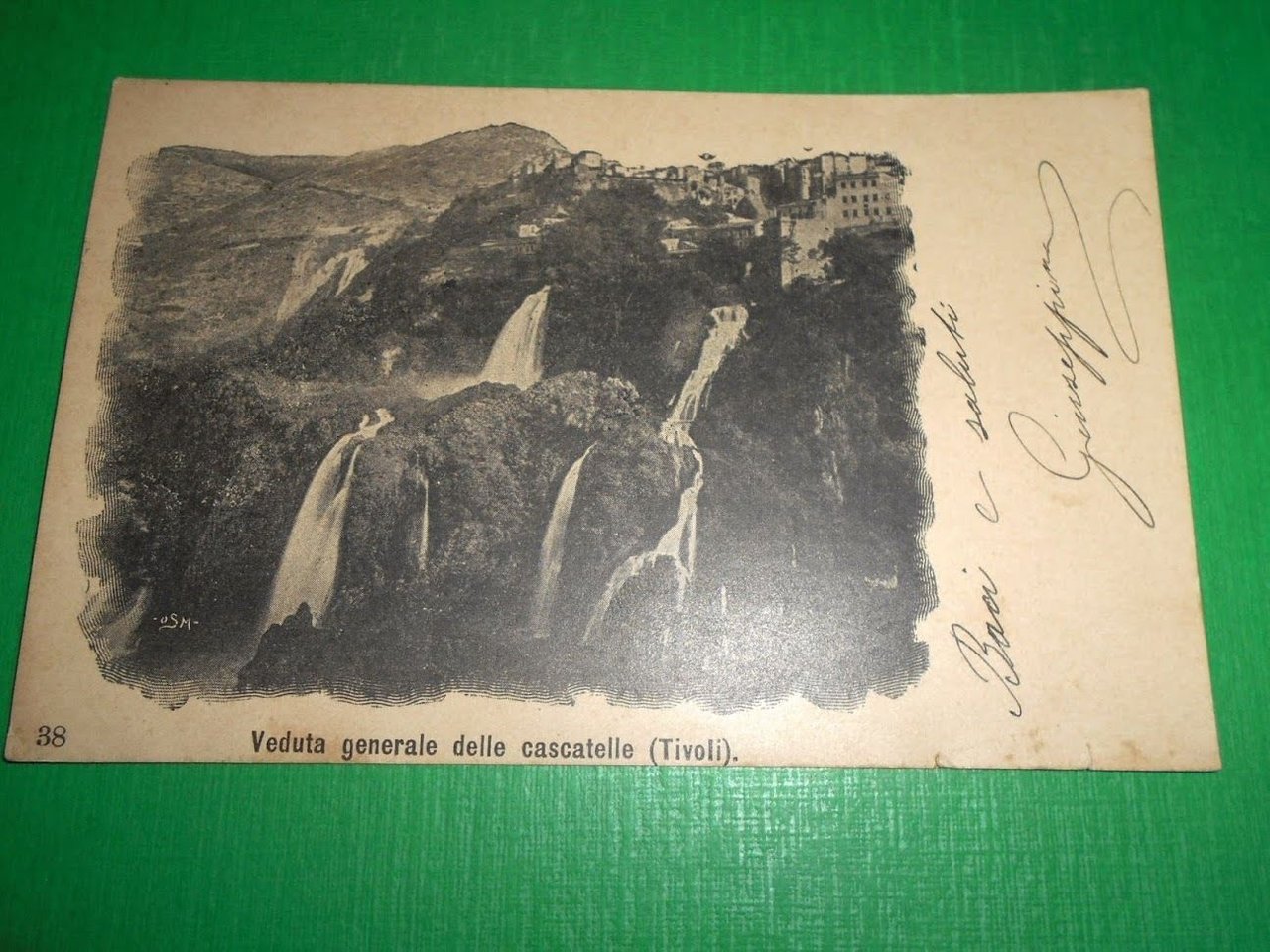 Cartolina Tivoli - Veduta delle cascatelle 1903.