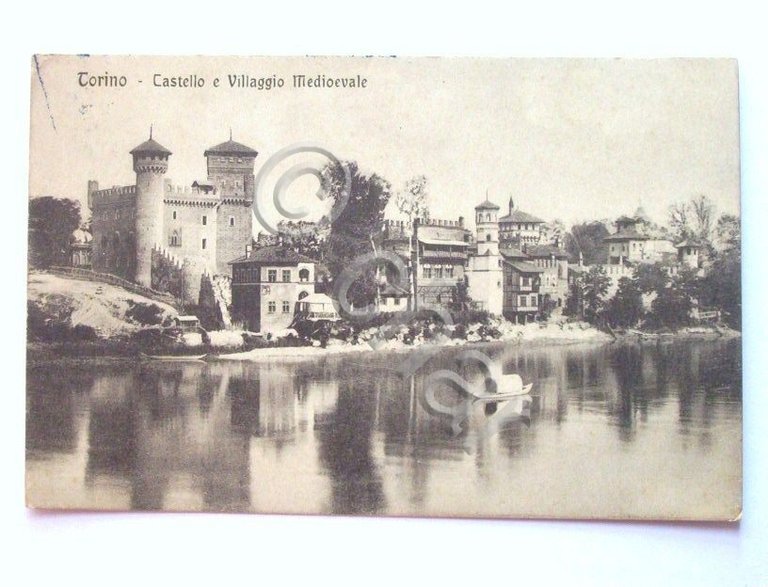 Cartolina Torino - Castello e Vilaggio Medioevale 1910