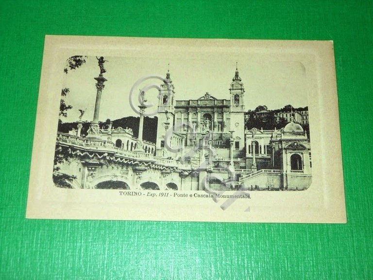 Cartolina Torino - Esposizione 1911 - Ponte e Cascata Monumentale