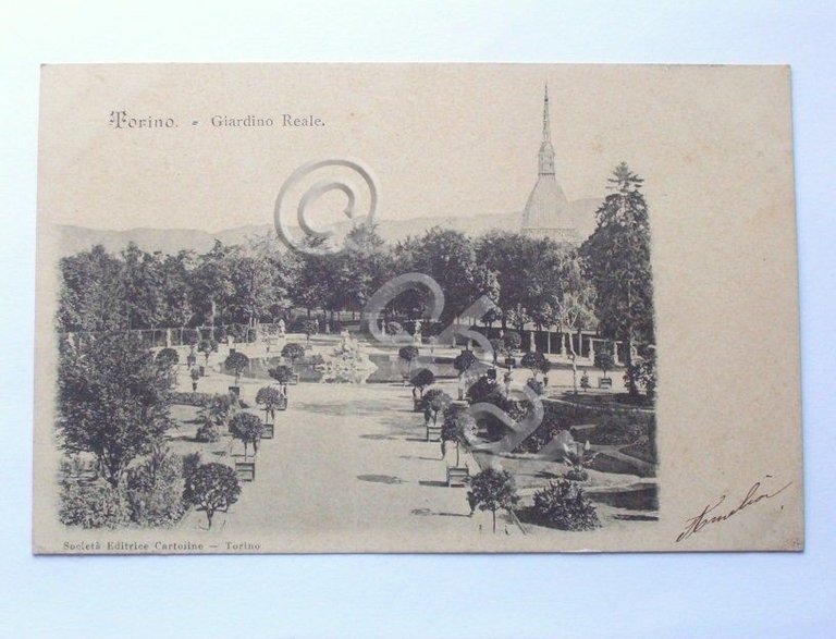 Cartolina Torino - Giardino Reale 1901