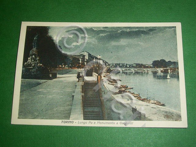 Cartolina Torino - Lungo Po e Monumento a Garibaldi 1930 …