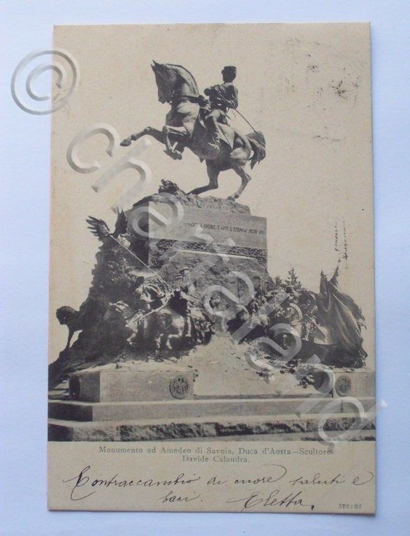 Cartolina Torino - Monumento Amedeo di Savoia 1902