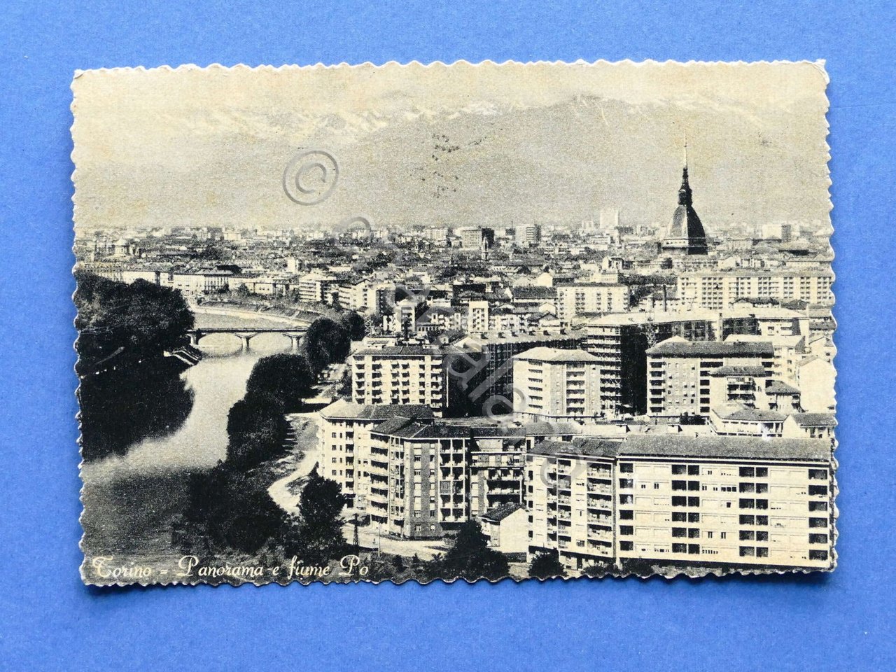 Cartolina Torino - Panorama e fiume Po - 1962.
