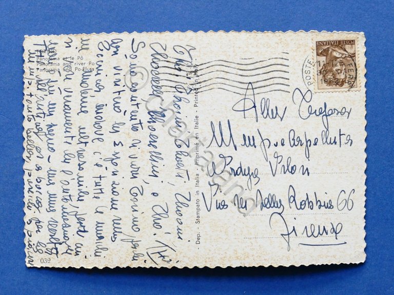 Cartolina Torino - Panorama e fiume Po - 1962.