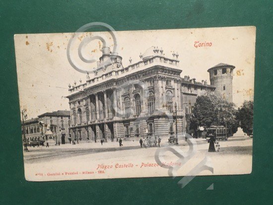 Cartolina Torino - Piazza Castello - Palazzo Madama - 1906
