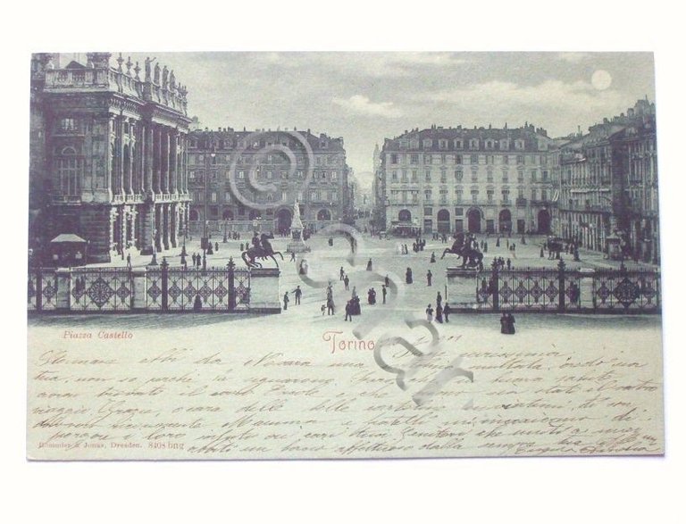 Cartolina Torino - Piazza Castello 1901
