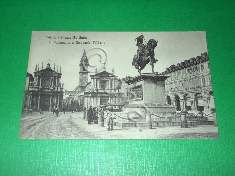 Cartolina Torino - Piazza S. Carlo e Monumento a Emanuele …