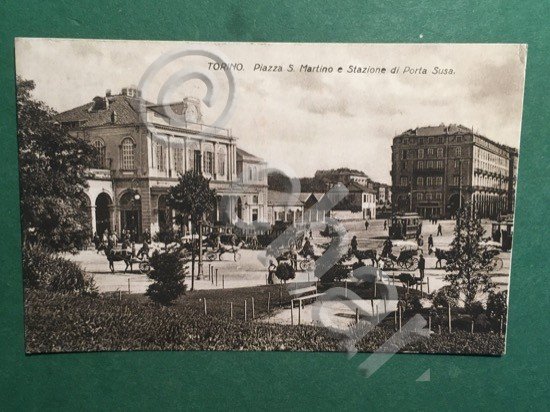 Cartolina Torino - Piazza S. Martino e Stazione di Porta …