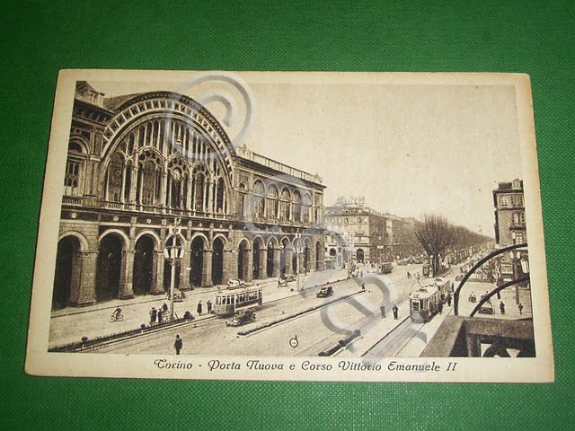 Cartolina Torino - Porta Nuova e Corso Vittorio Emanuele II …