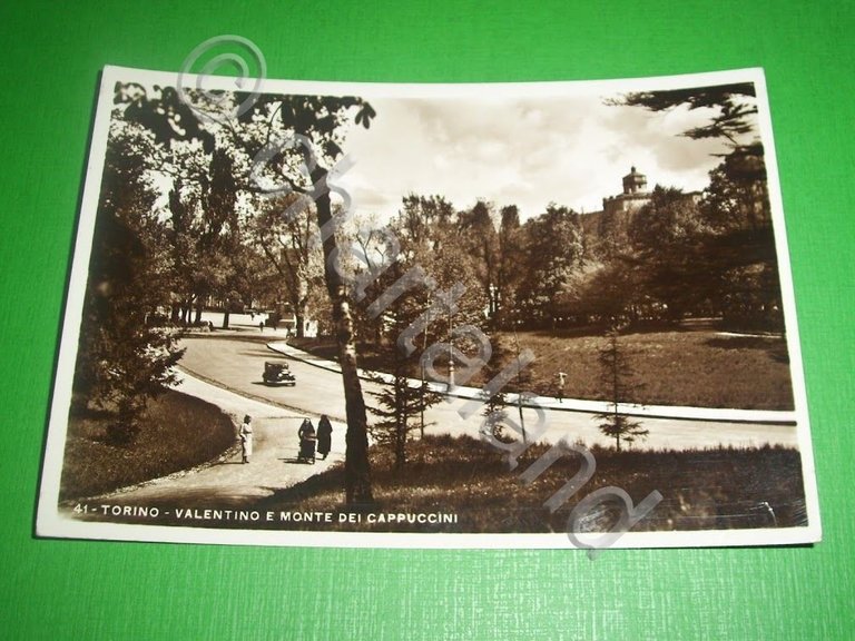 Cartolina Torino - Valentino e Monte dei Cappuccini 1937