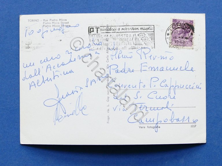 Cartolina Torino - Via Pietro Micca - 1960.