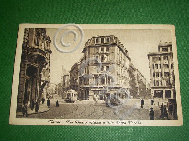 Cartolina Torino - Via Pietro Micca e Via Santa Teresa …
