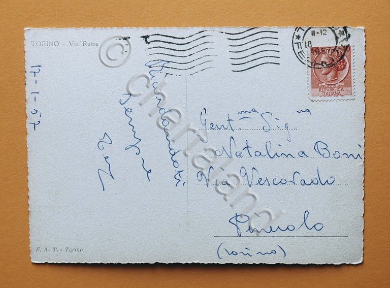Cartolina Torino - Via Roma - 1957.