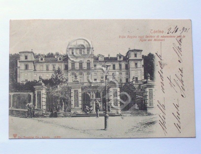 Cartolina Torino - Villa Regina Istituto Militari 1901