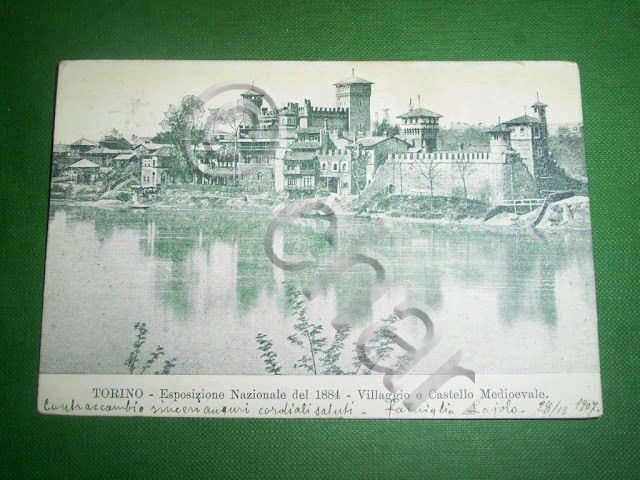 Cartolina Torino Esposizione Nazionale del 1884 - Villaggio e Castello …