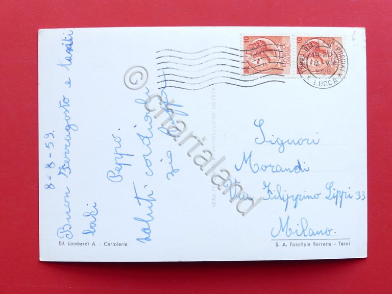 Cartolina Torre del Lago Puccini - Spiaggia - 1959