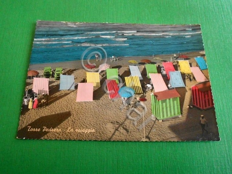 Cartolina Torre Pedrera - La spiaggia 1961.