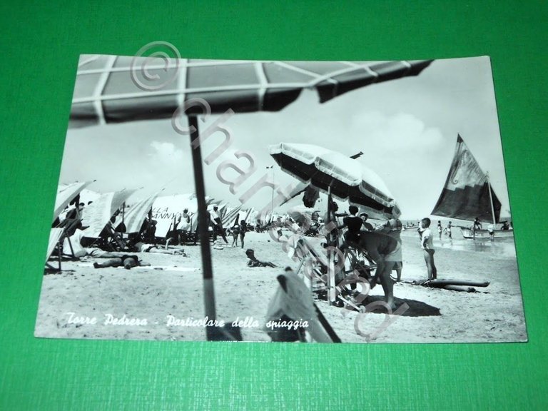Cartolina Torre Pedrera - Particolare della spiaggia 1958.