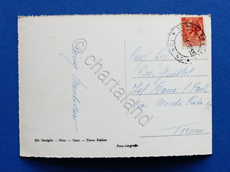 Cartolina Torre Pellice - Laghetto Blancio - 1955.