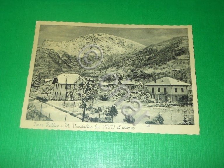 Cartolina Torre Pellice e M. Vandalino d' inverno - Scorcio …