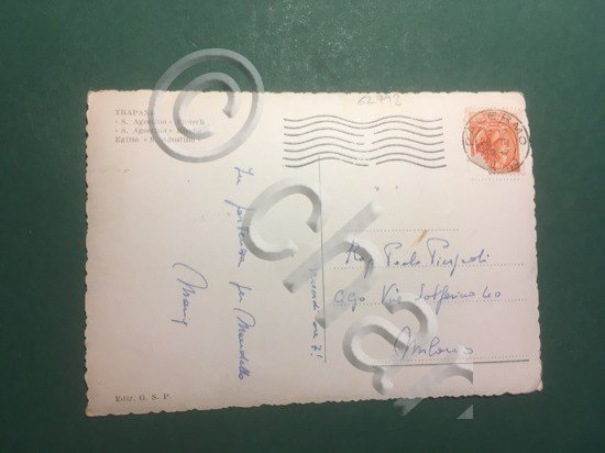 Cartolina Trapani - Chiesa S. Agostino - 1957