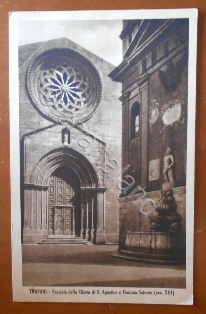 Cartolina Trapani - Facciata Chiesa di S. Agostino e Fontana …