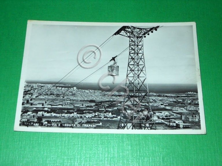 Cartolina Trapani - Funivia e panorama 1963