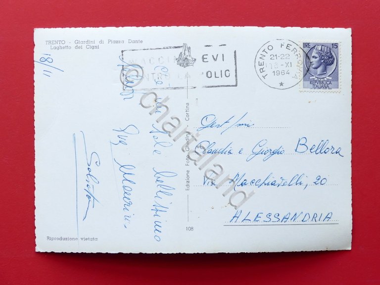 Cartolina Trento - Giardini di Piazza Dante - Laghetto dei …