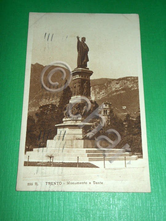 Cartolina Trento - Monumento a Dante 1926.