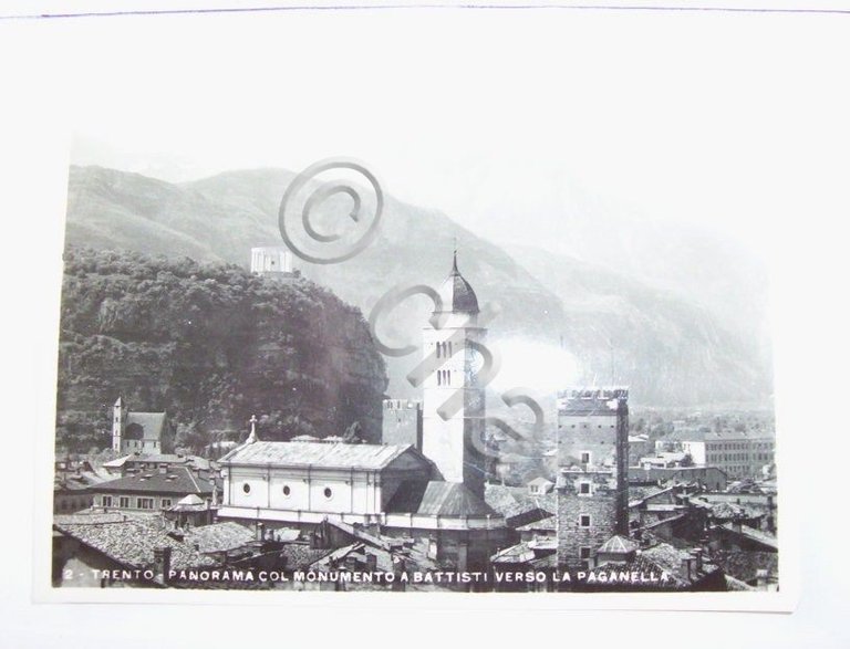 Cartolina Trento - Panorama col Mon. a Battisti 1940 ca