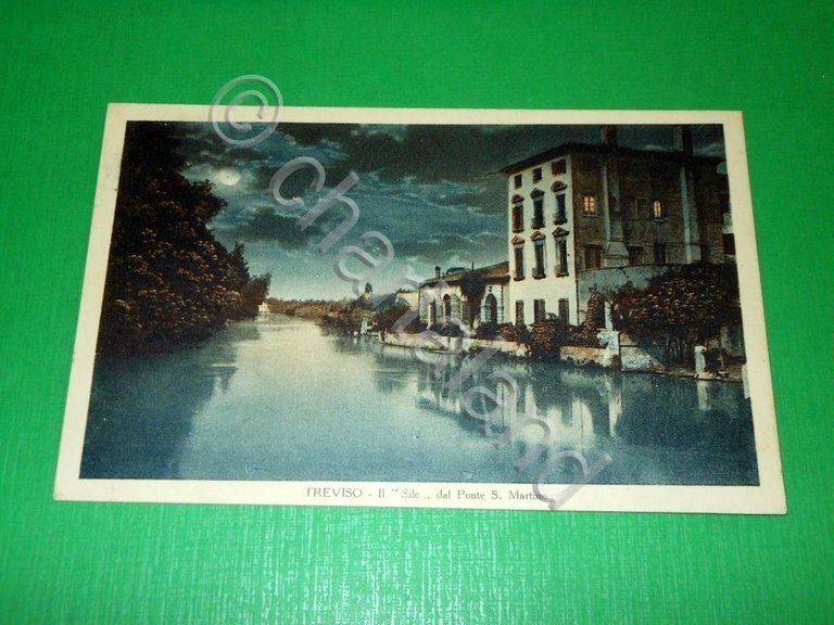 Cartolina Treviso - Il Sile dal Ponte S. Martino 1930.
