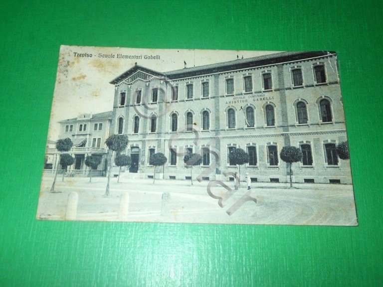 Cartolina Treviso - Scuole Elementari Gabelli 1916.