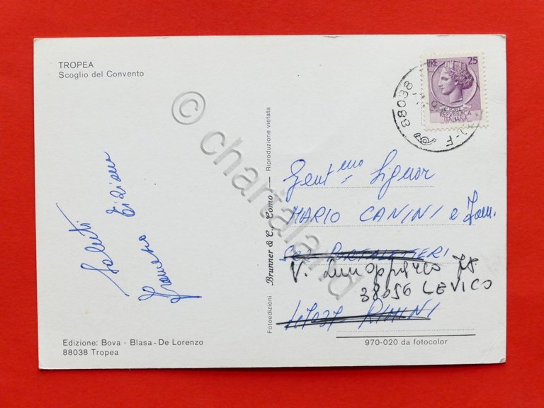 Cartolina Tropea - Scoglio del Convento - 1970 ca.