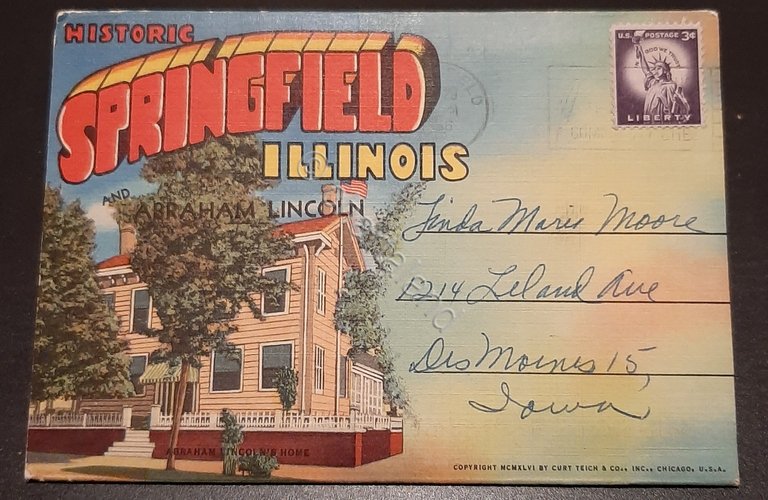 Cartolina turistica - Springfield - Illinois - 1956