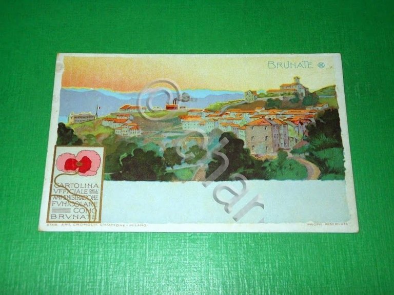 Cartolina Ufficiale dell' Amministrazione Funicolare Como - Brunate 1910 ca