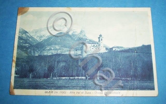 Cartolina Ulzio - Alta Val di Susa - Chiesa 1937